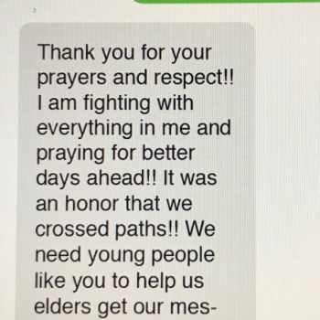 Late Elder Ms Josephine Worm's last message and wishes to me, WE NEED YOUNG PEOPLE LIKE YOU TO GET OUR MESSAGES ACROSS!.. (i will try..)